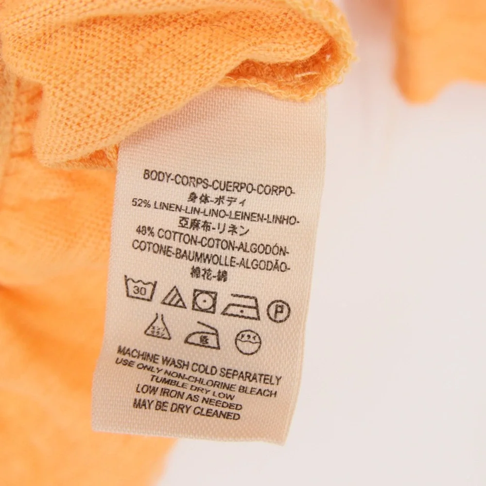 Free People Double Knot Top Size S Orange Linen Blend Surplice Drapey Oversized